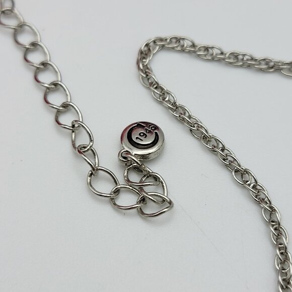 Charming Charlie Clear Crystal White Faux Pearl Statement Pendant Necklace 34" - Picture 6 of 9